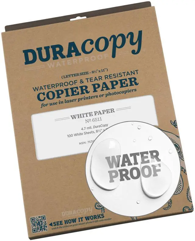 Main image of Waterproof (DURACOPY) Copier Paper, 8.5" x 11", White, 100 Sheet Pack (No. 6511) | DURACOPY, No. 6511