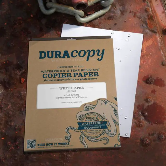 Alt view image 5 of 6 - Waterproof (DURACOPY) Copier Paper, 8.5" x 11", White, 100 Sheet Pack (No. 6511) | DURACOPY, No. 6511