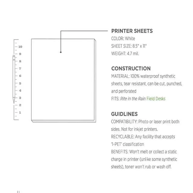 Alt view image 6 of 6 - Waterproof (DURACOPY) Copier Paper, 8.5" x 11", White, 100 Sheet Pack (No. 6511) | DURACOPY, No. 6511