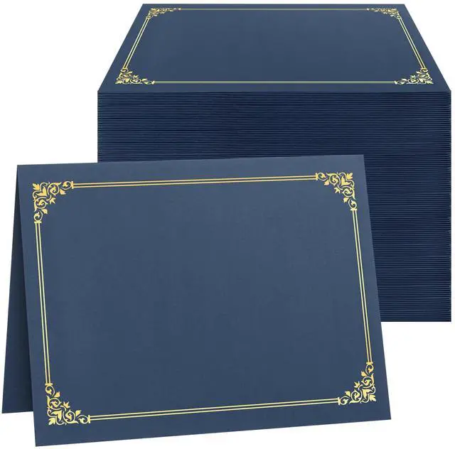 Main image of Certificate Holders(Navy Blue, 150 Packs), Diploma Covers Gold Foil Border, for Letter Size 8.5x11 Certificates, Cardstock, Document Papers