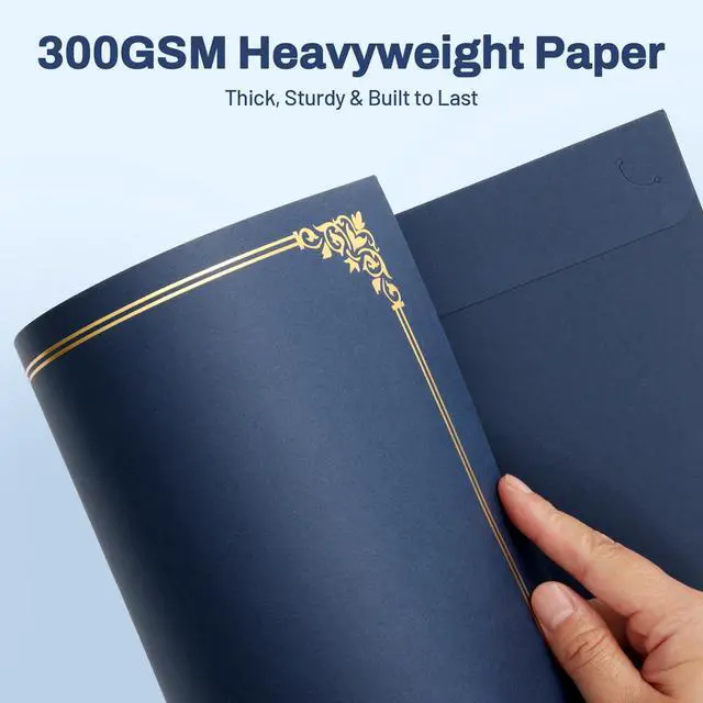 Alt view image 3 of 7 - Certificate Holders(Navy Blue, 150 Packs), Diploma Covers Gold Foil Border, for Letter Size 8.5x11 Certificates, Cardstock, Document Papers