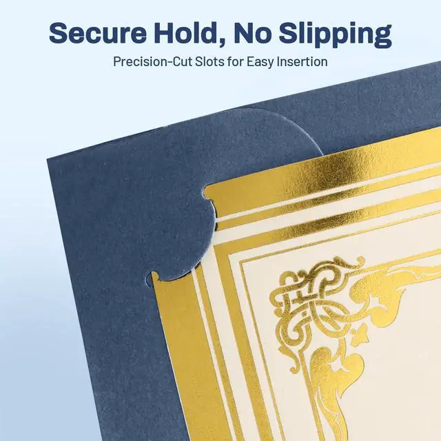 Alt view image 4 of 7 - Certificate Holders(Navy Blue, 150 Packs), Diploma Covers Gold Foil Border, for Letter Size 8.5x11 Certificates, Cardstock, Document Papers