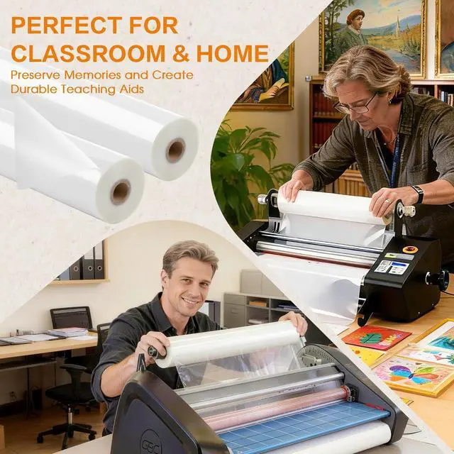 Alt view image 7 of 7 - 1.5 Mil Thermal Laminating Film Roll,27" x 250' 2 Pack for Laminator | Clear Gloss Laminate Roll with Sturdy 1-inch Core, Ideal for Classroom, Office, Restaurant and Craft Document Lamination