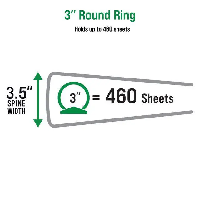 Alt view image 4 of 7 - Economy View 3 Ring Binders, 3" Round Rings, 3.5" Spine, 460-Sheet Capacity, White Binders (12-Pack of 03430)