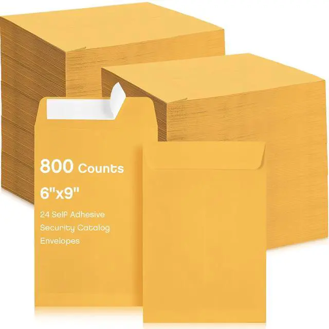 Main image of 800 Counts 6 x 9 Inch Brown Envelopes Self Adhesive Security Catalog Mailing Envelopes with Adhesive for Mailing Storage Organizing Home Office