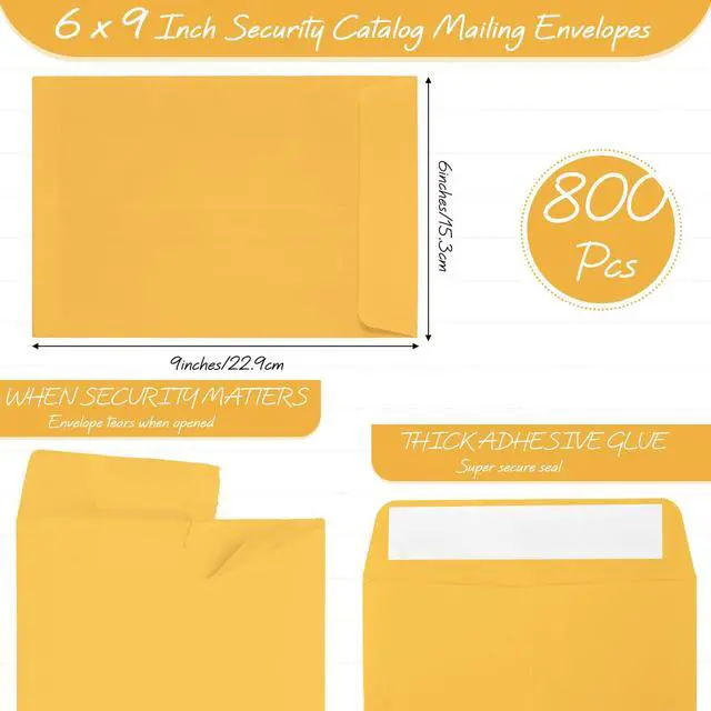 Alt view image 2 of 6 - 800 Counts 6 x 9 Inch Brown Envelopes Self Adhesive Security Catalog Mailing Envelopes with Adhesive for Mailing Storage Organizing Home Office