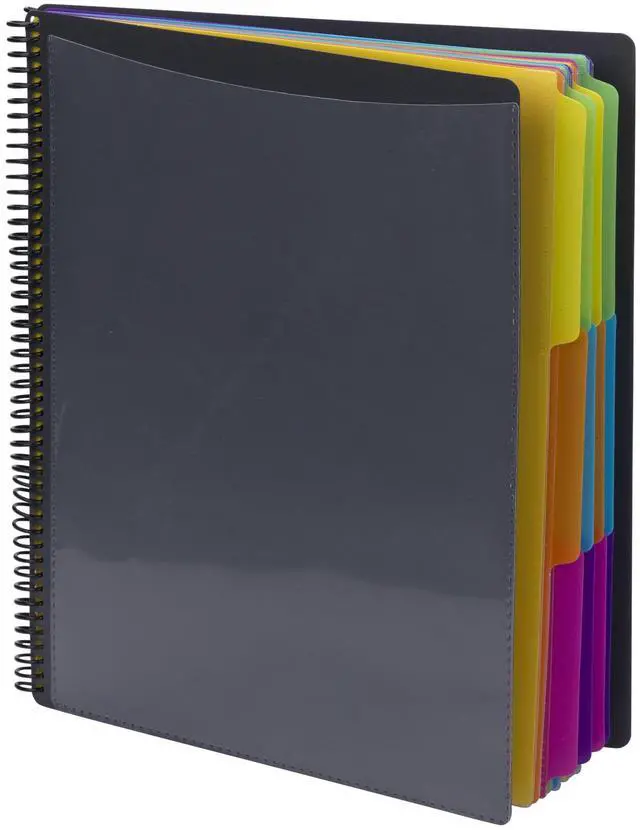 Main image of 24 Pocket Poly Project Organizer, 1/3-Cut Tab, Letter Size, Gray with Bright Colors (89206), (Pack of 10)