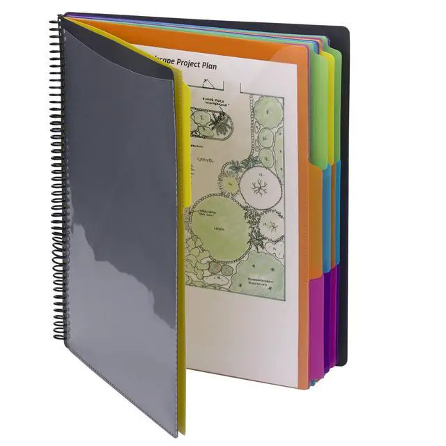 Alt view image 2 of 5 - 24 Pocket Poly Project Organizer, 1/3-Cut Tab, Letter Size, Gray with Bright Colors (89206), (Pack of 10)