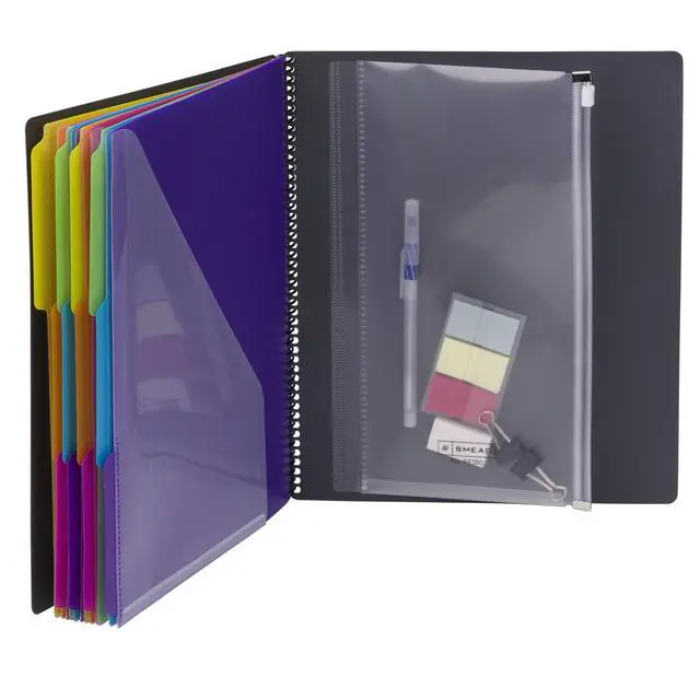 Alt view image 3 of 5 - 24 Pocket Poly Project Organizer, 1/3-Cut Tab, Letter Size, Gray with Bright Colors (89206), (Pack of 10)