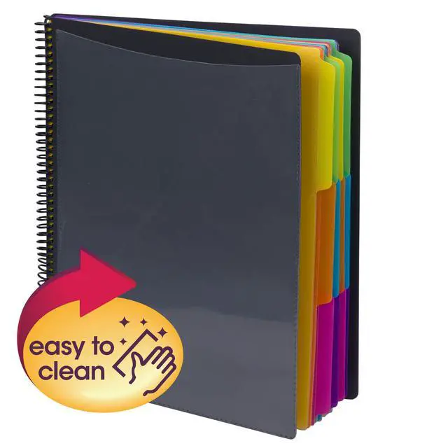 Alt view image 4 of 5 - 24 Pocket Poly Project Organizer, 1/3-Cut Tab, Letter Size, Gray with Bright Colors (89206), (Pack of 10)