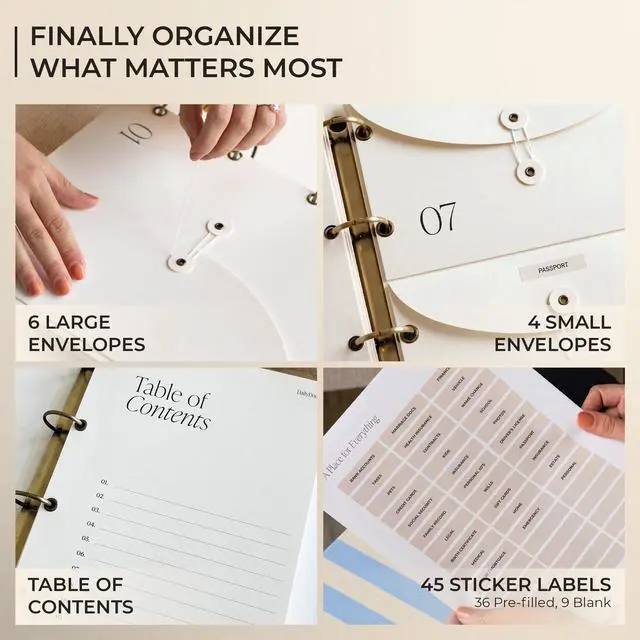 Alt view image 3 of 7 - Document Organizer Binder for Important Papers & Passports, Cloud