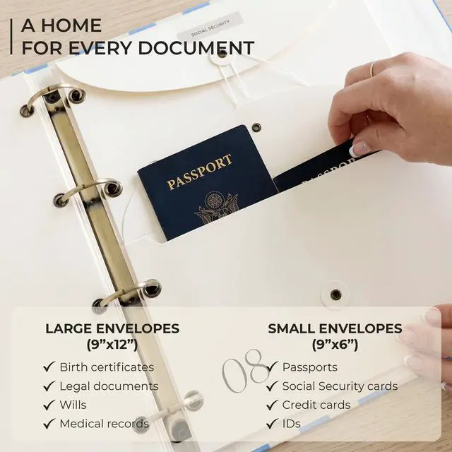 Alt view image 5 of 7 - Document Organizer Binder for Important Papers & Passports, Cloud