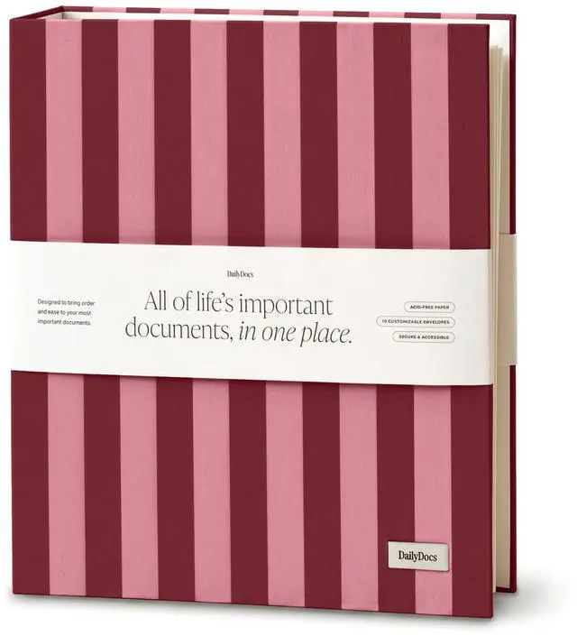 Main image of Document Organizer Binder for Important Papers & Passports, Sangria