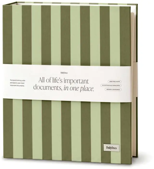 Main image of Document Organizer Binder for Important Papers & Passports, Olive