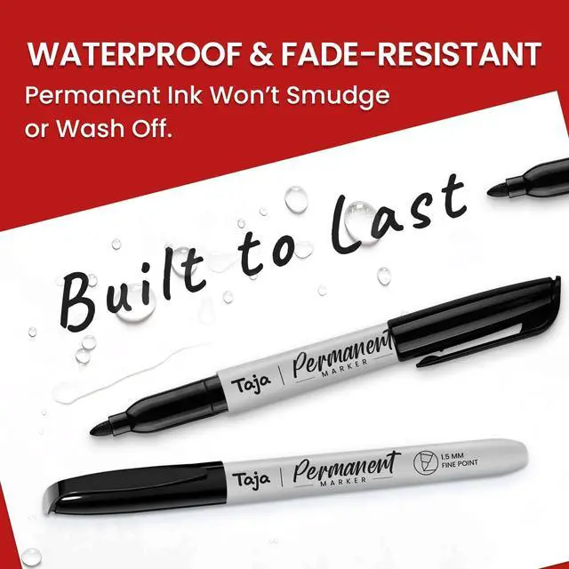 Alt view image 2 of 7 - (200 Counts) Permanent Markers, Fine Tip, Black, Quick-Drying and Fade-Resistant Bulk Marker Set for Writing and Sketching on Wood, Plastic, Metal, Glass, Perfect for School and Office Supplies