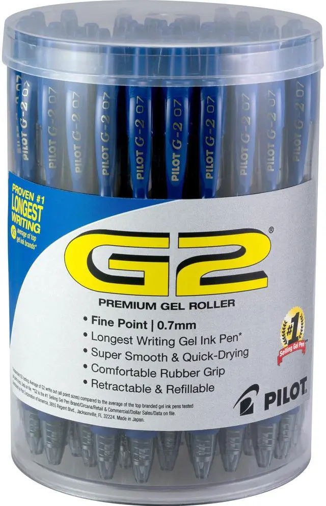Main image of G2 Premium Gel Pens, Blue Pens Fine Point 0.7 mm, Blue Ink, Tub of 48