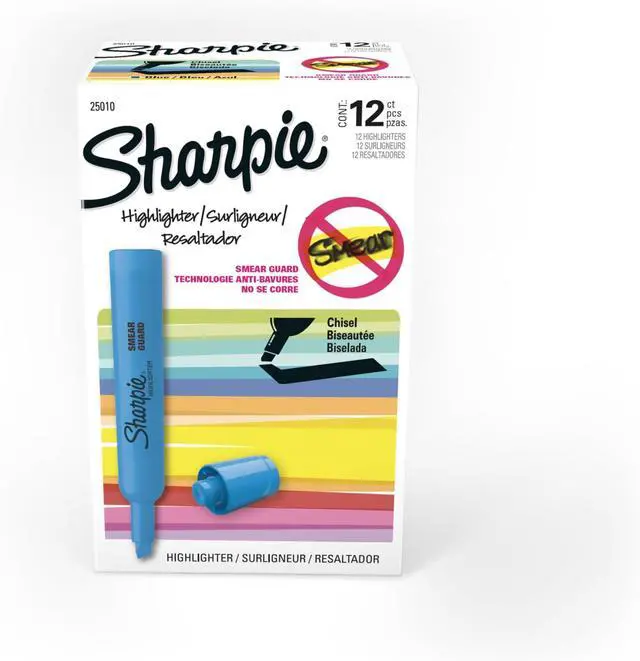 Main image of Tank Style Highlighters, Chisel Tip, Fluorescent Blue, Box of 12 (Pack of 12)
