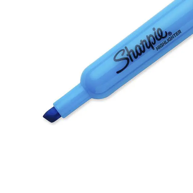 Alt view image 2 of 5 - Tank Style Highlighters, Chisel Tip, Fluorescent Blue, Box of 12 (Pack of 12)