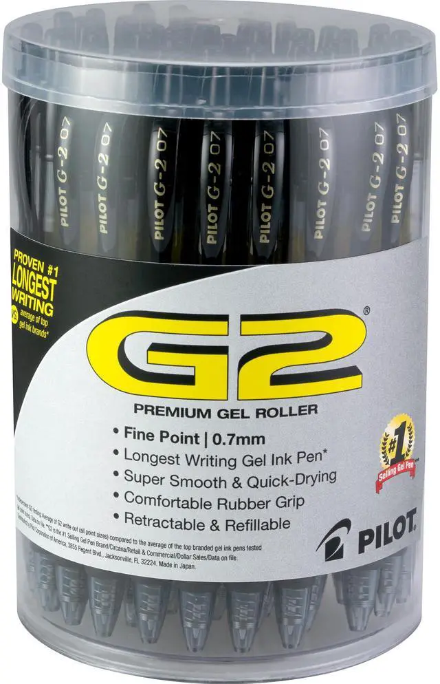 Main image of G2 Premium Gel Pens, Black Pens, Fine Point 0.7 mm, Tub of 48, Black