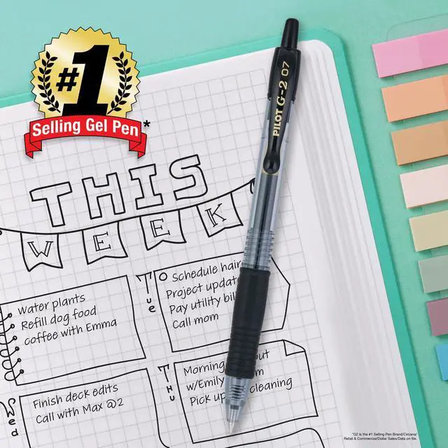 Alt view image 7 of 7 - G2 Premium Gel Pens, Black Pens, Fine Point 0.7 mm, Tub of 48, Black