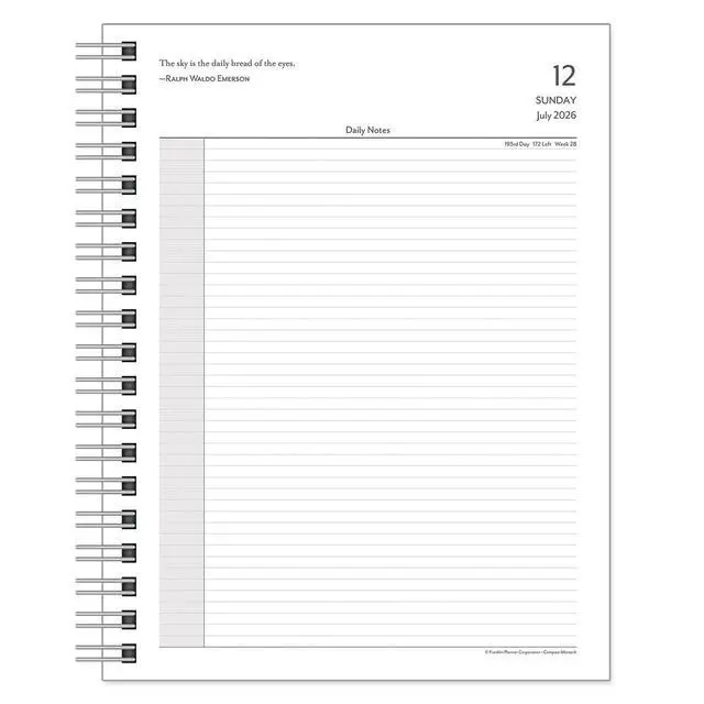 Alt view image 4 of 7 - FranklinCovey - Compass Wire-Bound Planner Refill | Two Pages Per Day (Monarch, Jul 2026 - Jun 2027)