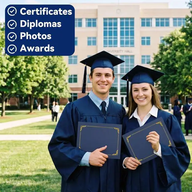 Alt view image 4 of 6 - 150 Packs Certificate Covers, 250gsm Navy Blue Diploma Holders with Gold Foil Border, Suitable for Inner Pages with a Size of 8.5x11 Award Certificates, Document Papers, Paper Card Stock