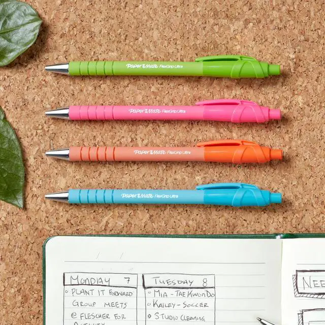 Alt view image 3 of 6 - FlexGrip Ultra Ballpoint Pens Made from Recycled Plastic Materials Assorted Barrel Colors Medium Point (1.0mm) Black 12 Count (Pack of 12)