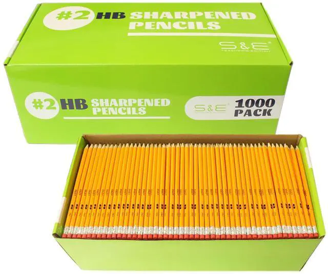 Main image of 1000 Count Pre-sharpened #2 Pencils with Erasers Bulk Yellow Woodcase HB Lead Pencils for School Districts, Testing Centers, Churches & Offices No.2 Pencil Case Pack
