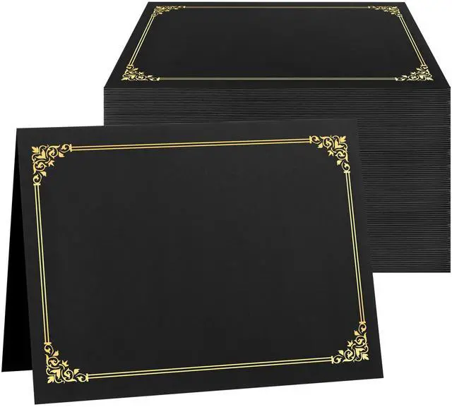 Main image of Certificate Holders, 100 Packs Black Diploma Holders, Certificate Covers with Gold Foil Border for Letter Size 8.5 x 11 Certificate Paper, Cardstock, Award, Graduation, Documents