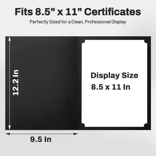 Alt view image 5 of 7 - Certificate Holders, 100 Packs Black Diploma Holders, Certificate Covers with Gold Foil Border for Letter Size 8.5 x 11 Certificate Paper, Cardstock, Award, Graduation, Documents
