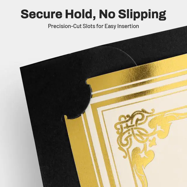 Alt view image 4 of 7 - Certificate Holders, 100 Packs Black Diploma Holders, Certificate Covers with Gold Foil Border for Letter Size 8.5 x 11 Certificate Paper, Cardstock, Award, Graduation, Documents