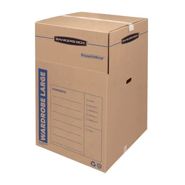 Alt view image 3 of 7 - 3-Pack Tall Wardrobe Moving Boxes, 24" x 24" x 40" | Move hanging clothes from closet to truck with wardrobe boxes that reduce folding, wrinkles, and repacking