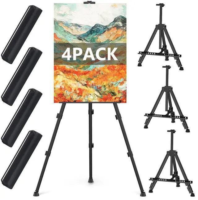 Main image of Easel Stand for Sign, 66" Easels Stand for Painting Heavy Duty, Portable Travel Easel for Display (4 Pack)