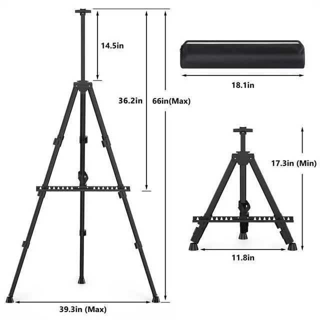 Alt view image 2 of 7 - Easel Stand for Sign, 66" Easels Stand for Painting Heavy Duty, Portable Travel Easel for Display (4 Pack)