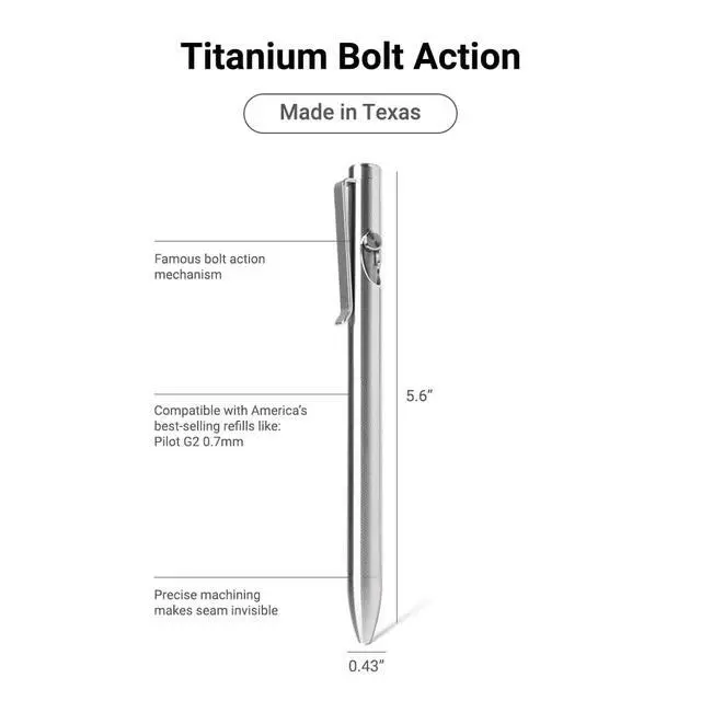 Alt view image 5 of 6 - Titanium Bolt Action Pen - Standard Length - 100% Made in the USA - All-Metal Construction - Guaranteed for Life