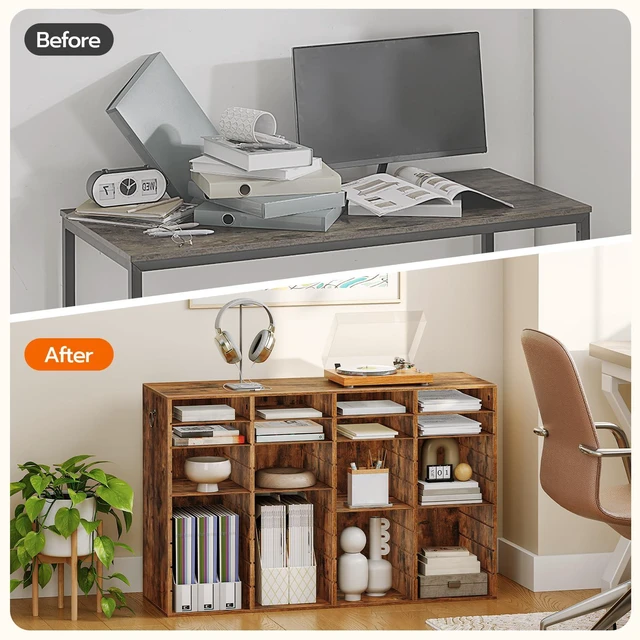 Alt view image 5 of 7 - Wooden Literature Organizer, 36-Slot Mail Sorters, Removable Classroom Mailbox, Student Mailboxes for Classroom, Paper Storage Organizer, for Home, Office, Classroom, Rustic Brown FG36WF01
