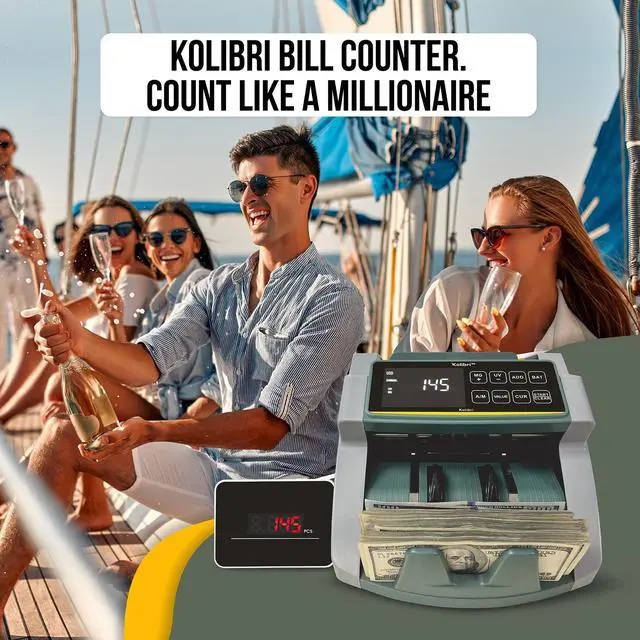 Alt view image 2 of 6 - Money Counter Machine I UV/MG I Set Value Count I LCD Display I Business Grade I Dollar, Euro I Advanced UV/MG/IR/DD/HLF Detection I 1,500 Notes/Min I I UV/MG