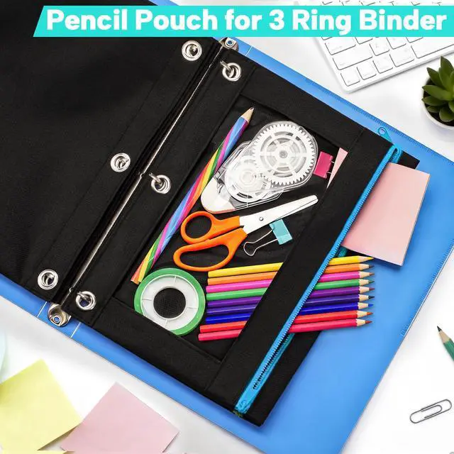 Alt view image 7 of 7 - 72 Pack Pencil Pouch for 3 Ring Binder, Clear Window 3-Holes Zipper Pencil Bags Bluk, Sturdy and Durable Cloth Pencil Case Pouch Multi-Purpose Cartuchera for Office College Classroom School Supplies