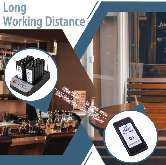 Alt view image 3 of 7 - Restaurant Pager,Pagers for Restaurants 12 Guest Pagers,Buzzers Social Distancing, 98 Chanels with Vibration, Flashing and Buzzer for Food Truck, Restaurant, Food Court