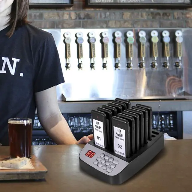 Alt view image 6 of 7 - Restaurant Pager,Pagers for Restaurants 12 Guest Pagers,Buzzers Social Distancing, 98 Chanels with Vibration, Flashing and Buzzer for Food Truck, Restaurant, Food Court