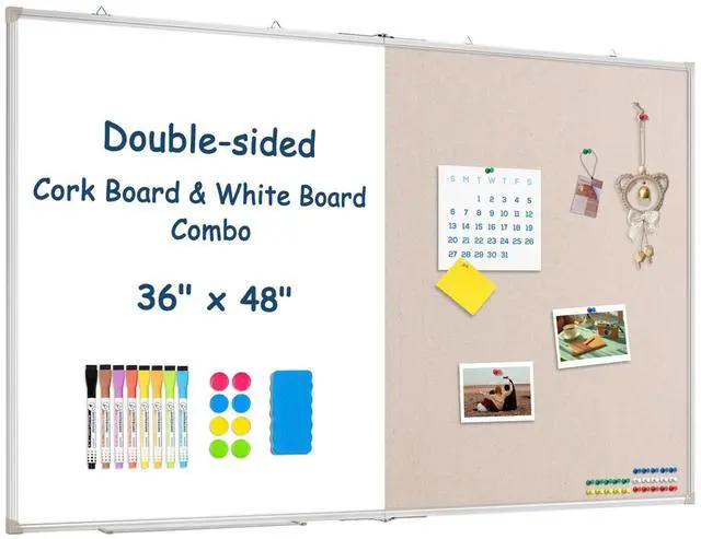 Main image of Large White Board Dry Erase Foldable Bulletin Board Combo 48x36 for Wall | Dry Erase White Board, Linen Bulletin Combo, Foldable Double-Sided, Magnetic Wall Mount, School Home Office, Complete Kit