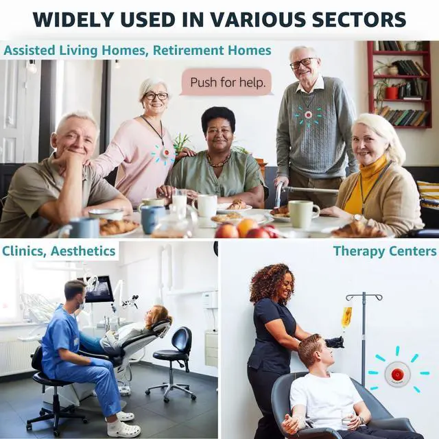 Alt view image 6 of 7 - Wireless Caregiver Pager System with 6 Call Buttons and LCD Pager | Vibration alerts with one-off or repeat reminders every minute for elderly care and caregiver assistance