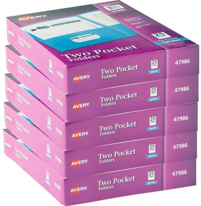Main image of Two Pocket Folders, Holds up to 40 Sheets, Business Card Slot, Case Pack of 125 Light Blue Folders (47986)