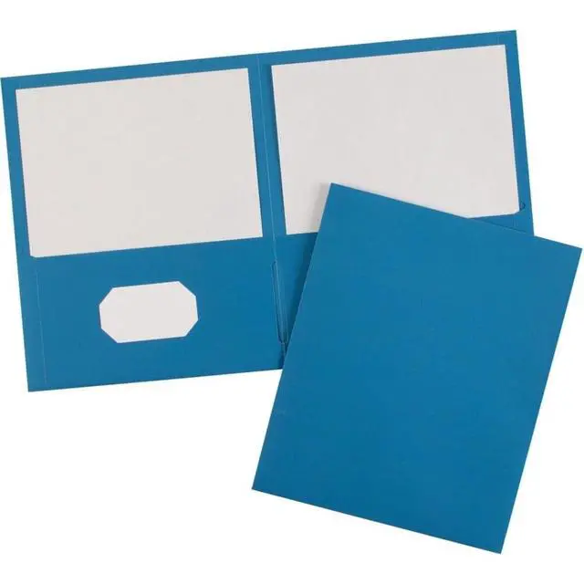 Alt view image 3 of 3 - Two Pocket Folders, Holds up to 40 Sheets, Business Card Slot, Case Pack of 125 Light Blue Folders (47986)