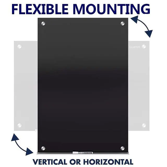 Alt view image 2 of 6 - Black Glass Dry Erase Board, Frameless Magnetic Glass Whiteboard 48" x 36" | Tempered Glass Surface, Dry Erase Board for Wall, For Office, School, Home, Includes Mounting Hardware & Tray