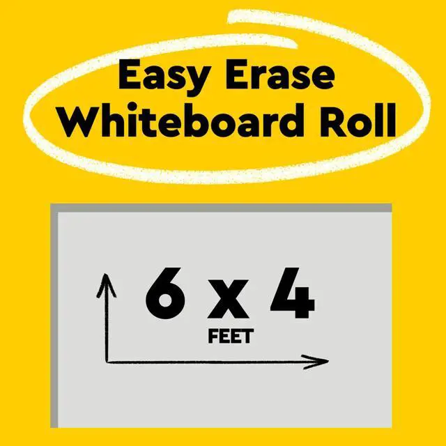 Alt view image 2 of 7 - Easy Erase Permanent Marker Whiteboard Surface, Permanent Marker Wipes Away with Water, 6 ft x 4 ft, White Dry Erase Whiteboard Film (EE6x4)