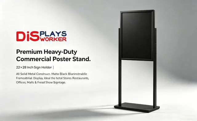 Alt view image 2 of 7 - Aluminum Alloy Floor Sign Stand, 22x28 Inch Heavy Duty Double-Sided Poster Stand with Reinforced Structure and Steel Base for Business Display (1, Black, 22×28)