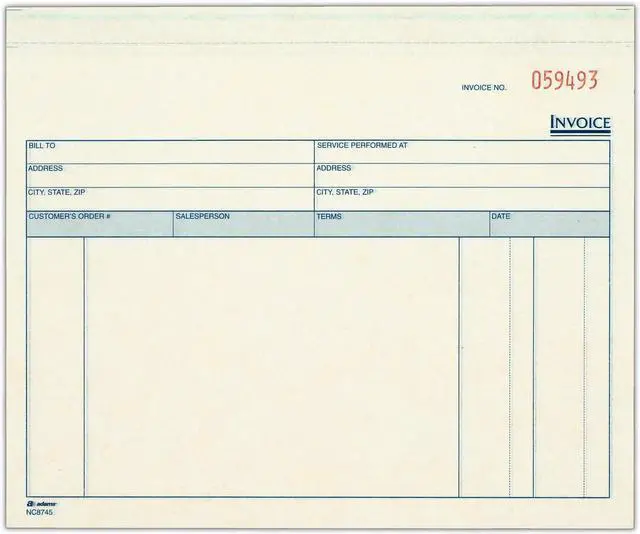 Main image of Invoice for Services Unit Sets, 7.44 x 8.5 Inches, 3-Part, Carbonless, White/Canary/Pink, 50(Count)(Pack of 8)