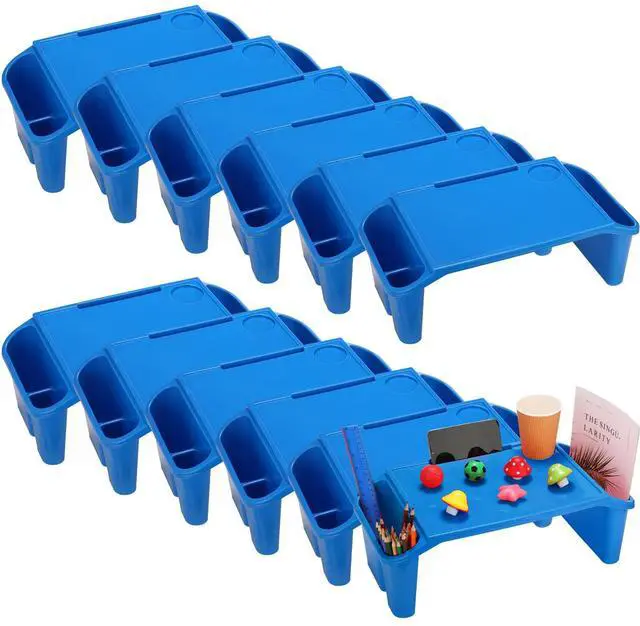Main image of 12 Pcs Kids Lap Desk Bulk Tray Lap Table Bed Table Plastic Desk with Extra Storage Space Activities Children Portable for Kids Students Work Study School Classroom(Blue)