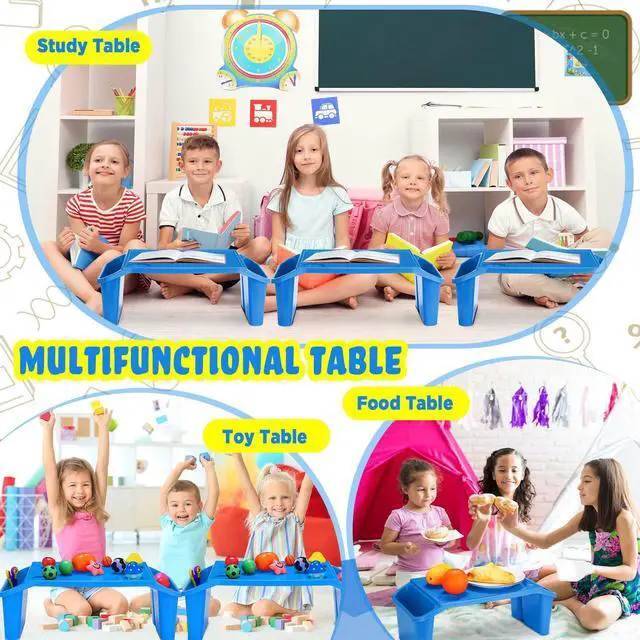 Alt view image 2 of 7 - 12 Pcs Kids Lap Desk Bulk Tray Lap Table Bed Table Plastic Desk with Extra Storage Space Activities Children Portable for Kids Students Work Study School Classroom(Blue)